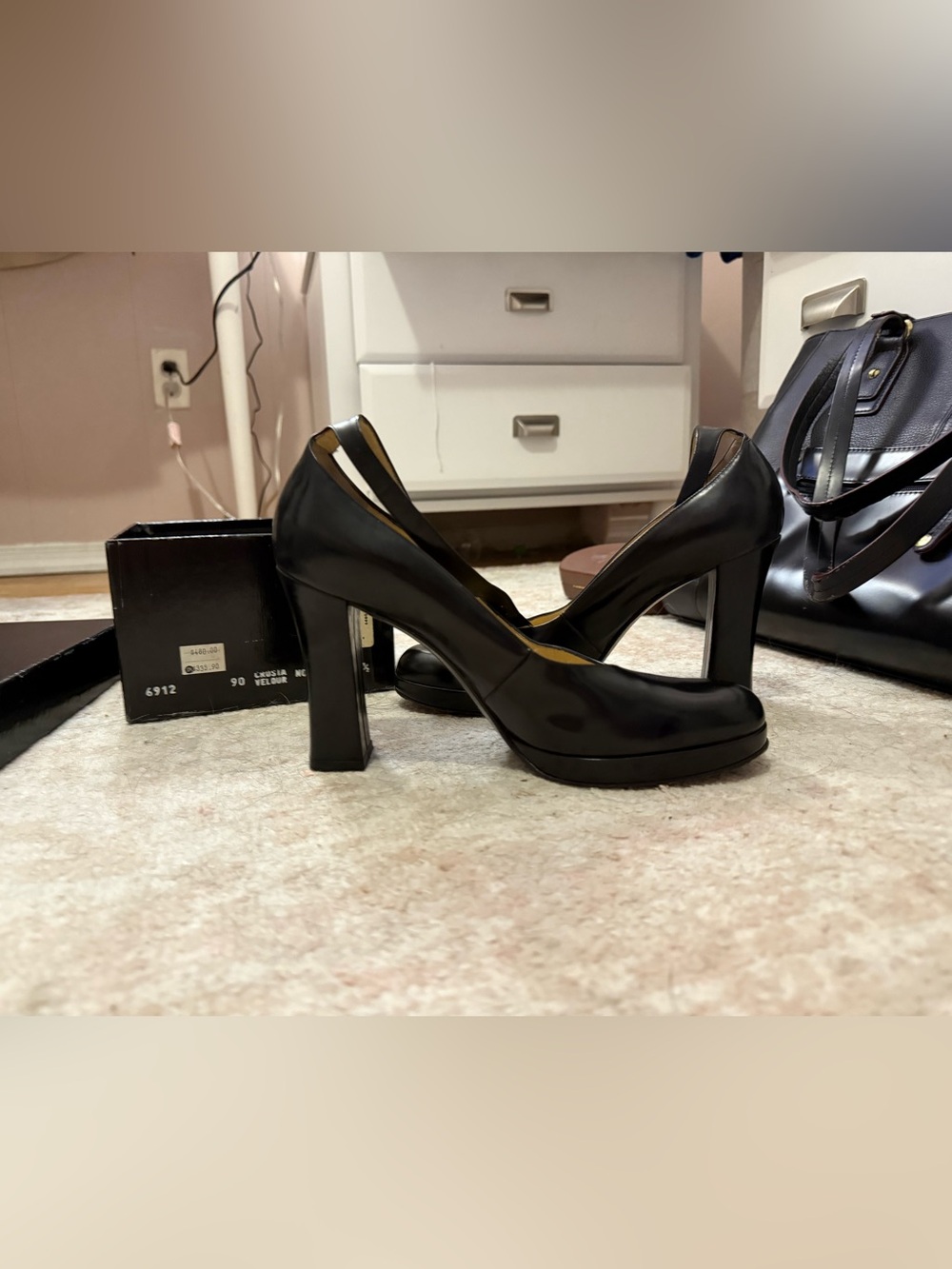 Vintage Dolce & Gabbana Black Patent Platform Mary Jane heels